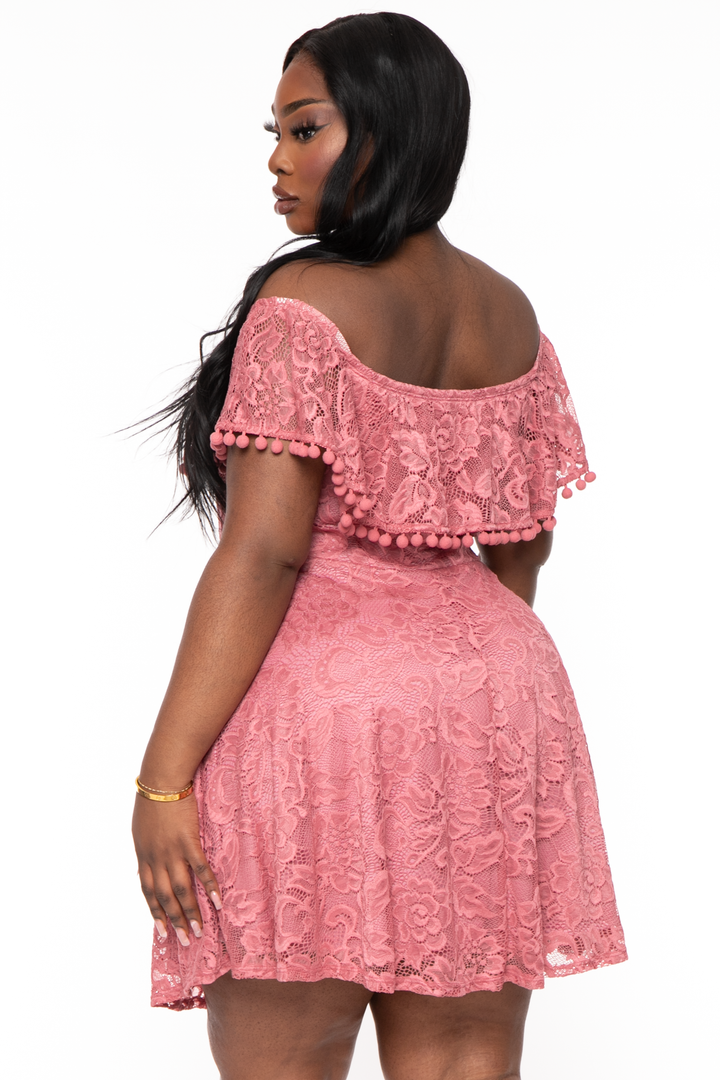 Curvy Sense Dresses Plus Size Rosabel Lace Dress- Mauve