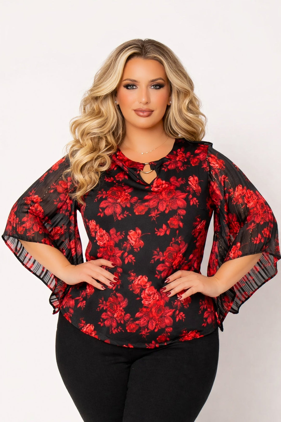 Winslow Dresses Plus Size Rosalie Flutter Blouse - Black