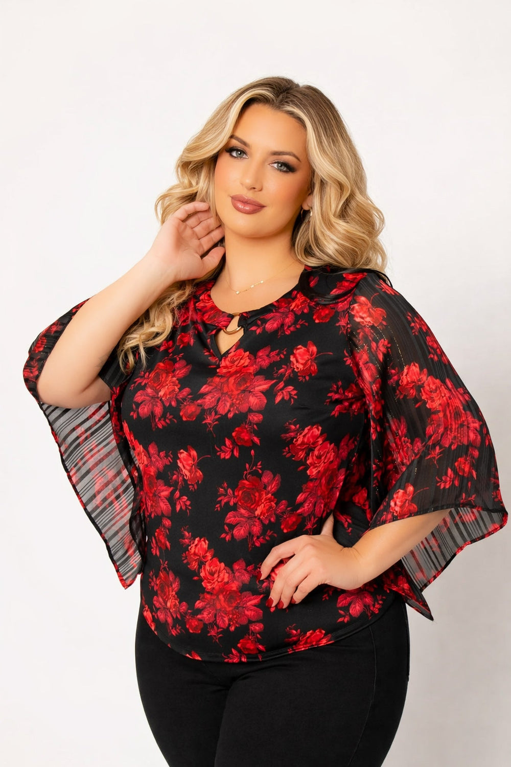 Winslow Dresses Plus Size Rosalie Flutter Blouse - Black