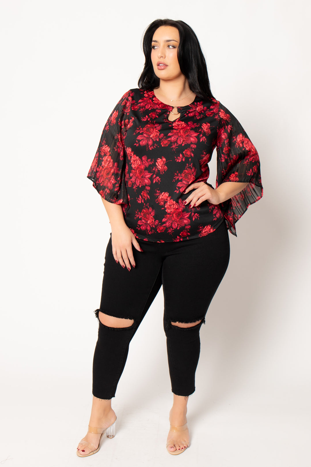 Winslow Dresses Plus Size Rosalie Flutter Blouse - Black