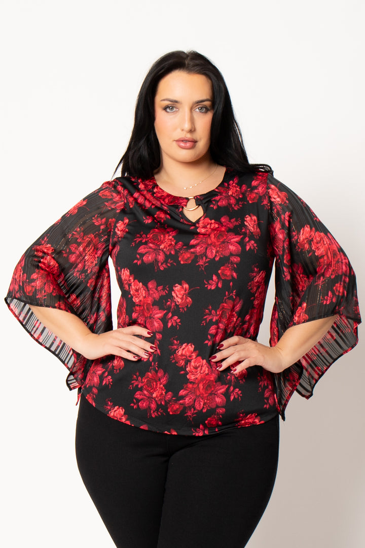 Winslow Dresses Plus Size Rosalie Flutter Blouse - Black