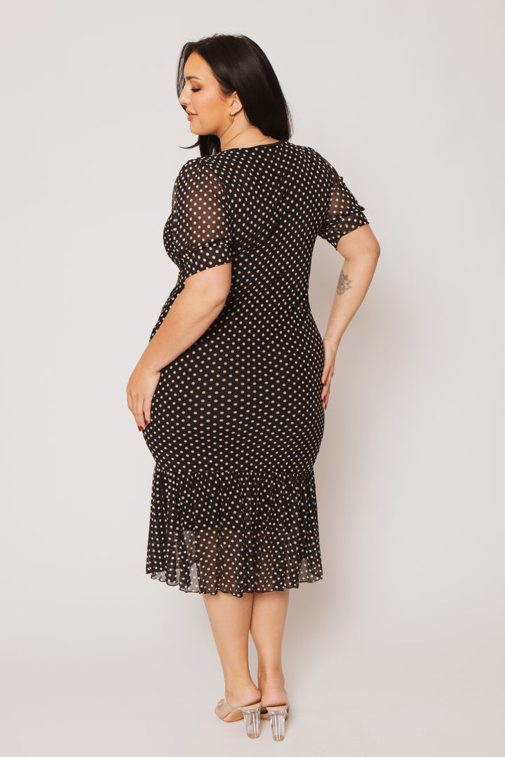 Curvy Sense Inc. Dresses Plus Size Rosalie Polkadot Dress - Black