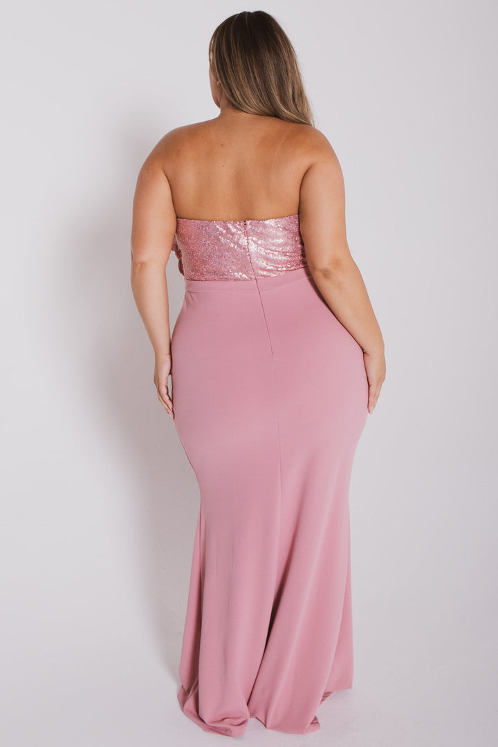 SYMPHONY Dresses Plus Size Rosalind Sequence Flower Dress- PInk