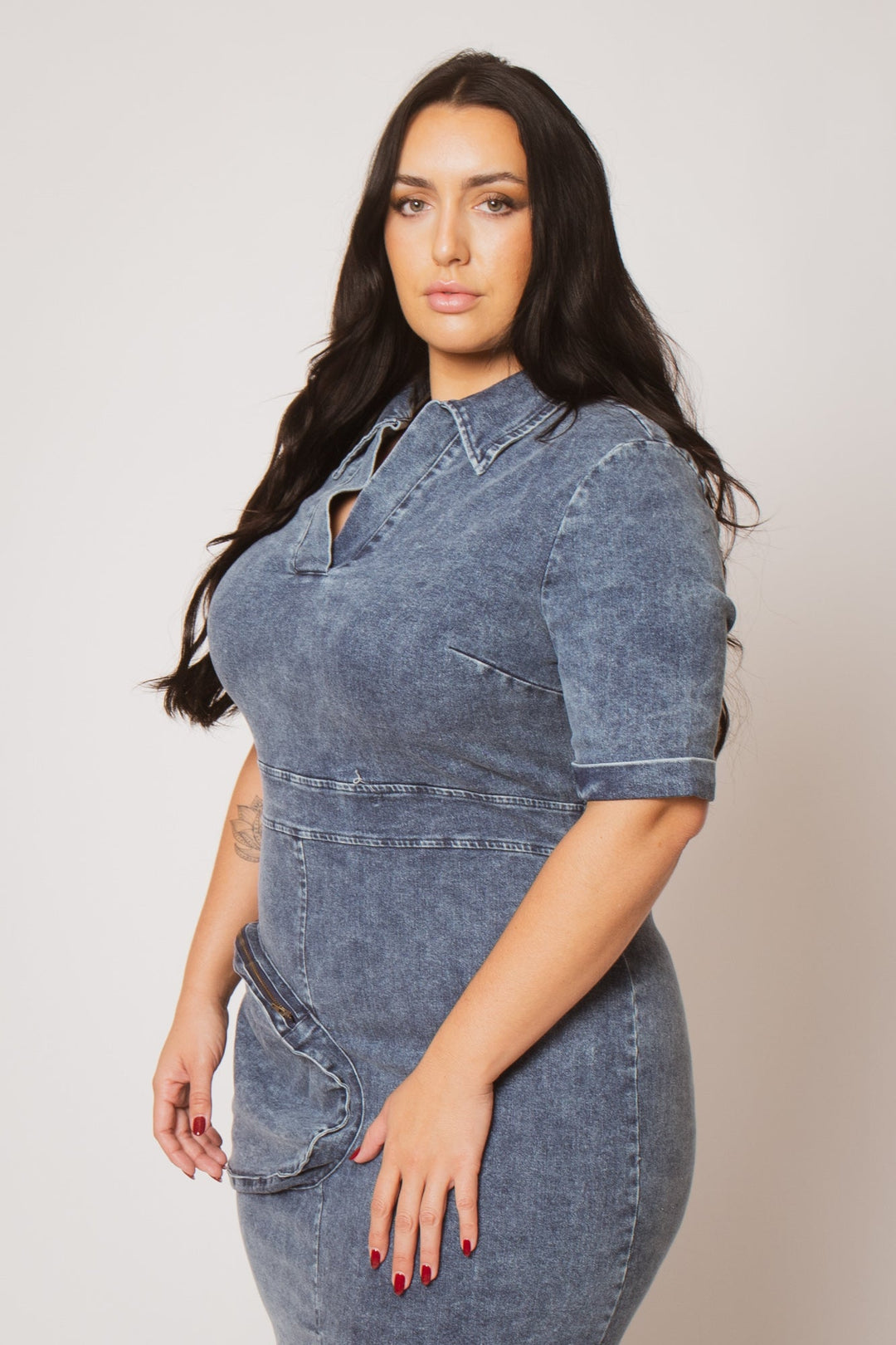 Blue Leopard Dresses Plus Size  Rylan Denim Dress - Dark Wash
