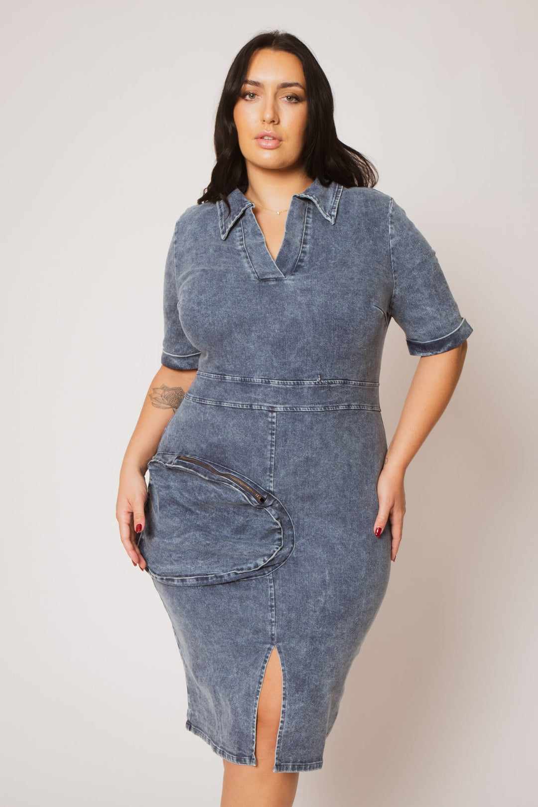 Blue Leopard Dresses Plus Size  Rylan Denim Dress - Dark Wash