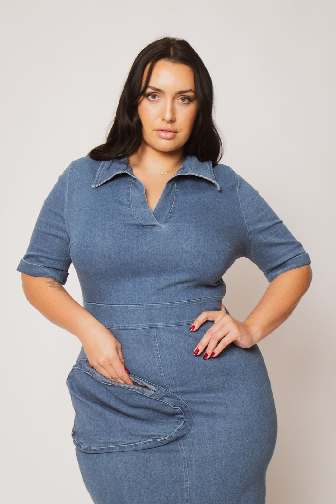 Blue Leopard Dresses Plus Size  Rylan Denim Dress - Light Wash