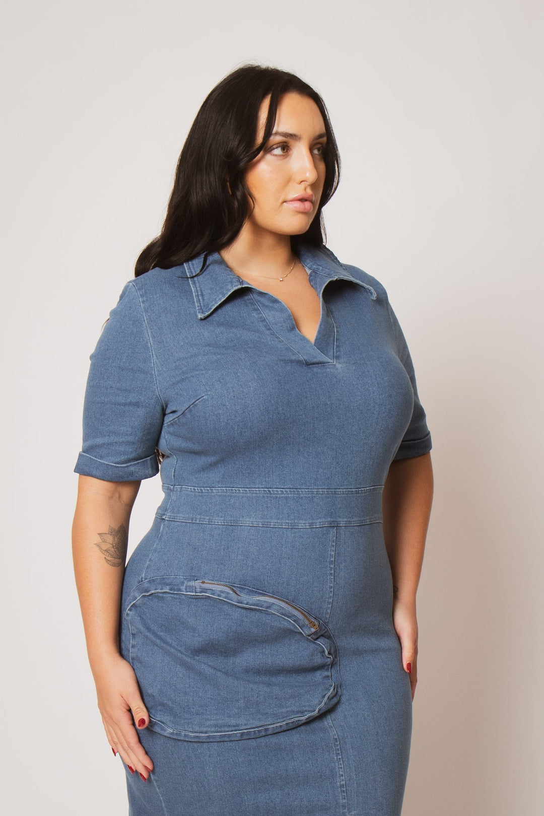 Blue Leopard Dresses Plus Size  Rylan Denim Dress - Light Wash