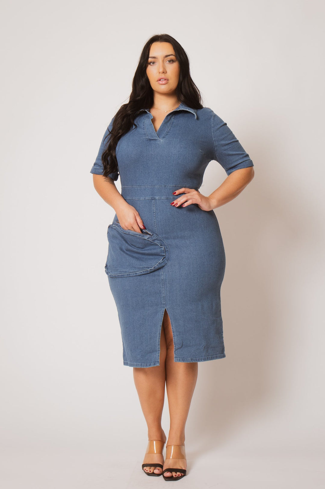 Blue Leopard Dresses Plus Size  Rylan Denim Dress - Light Wash