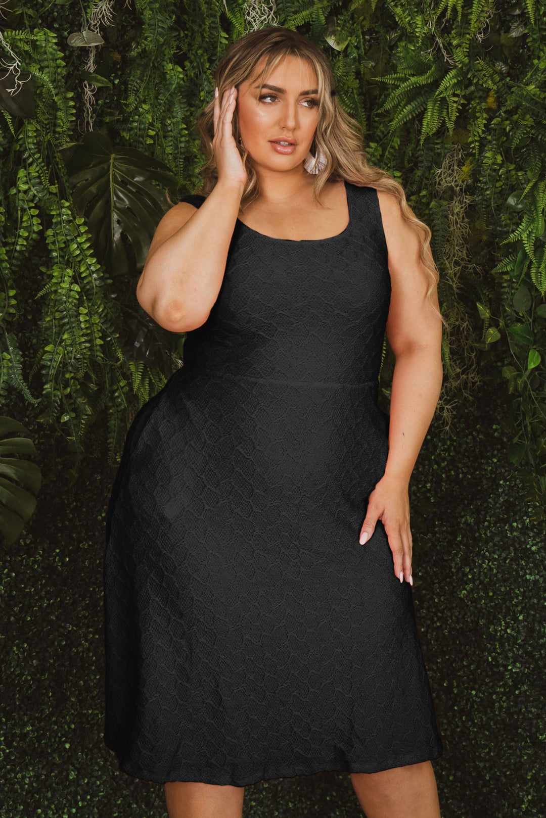 Plus Size Sadie Tank Dress - Black 1X / Black at Curvy Sense Plus Size Sadie Tank Dress - Black 1X / Black at Curvy Sense