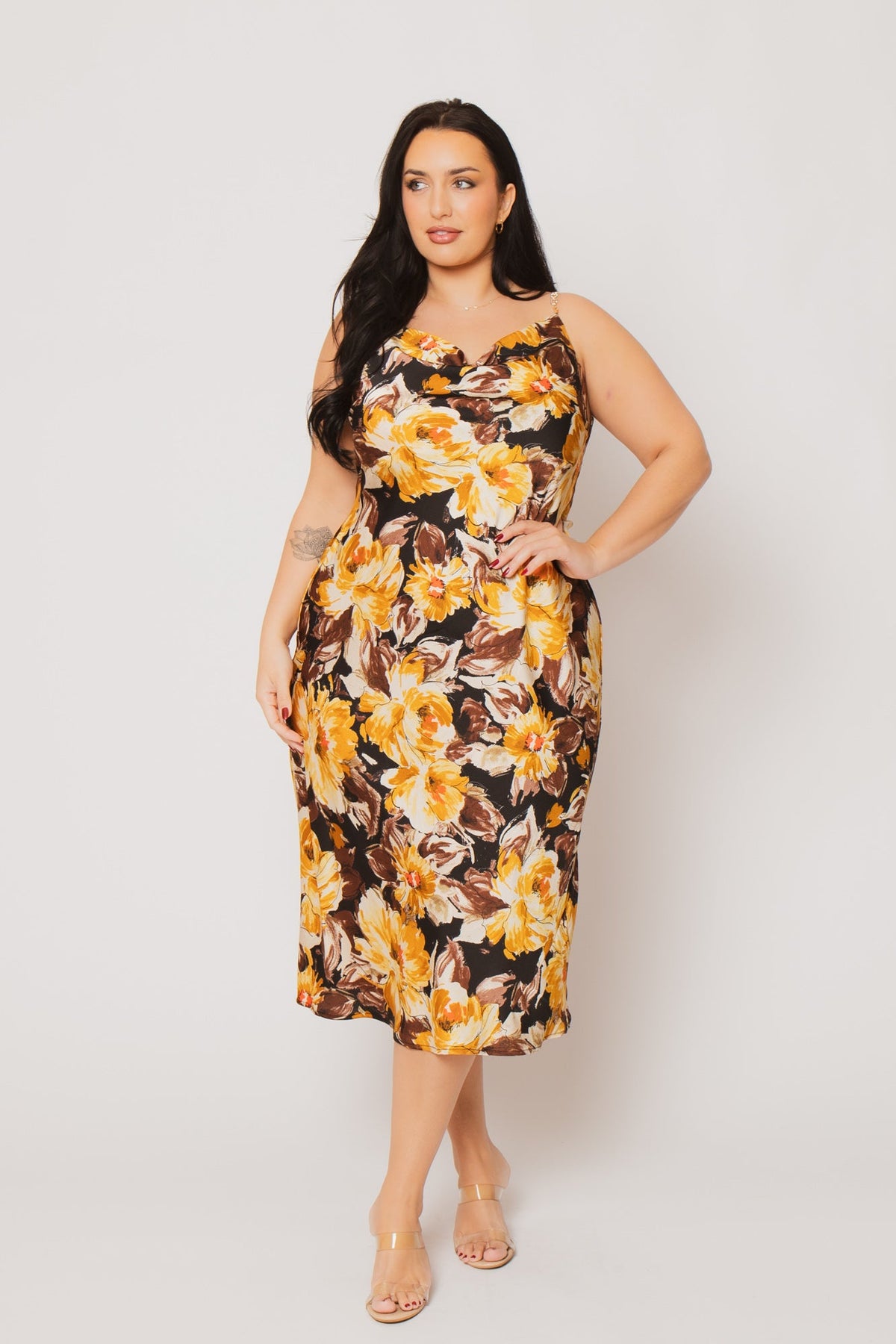 Women's Plus Size Saffron Petal Dress - Gold