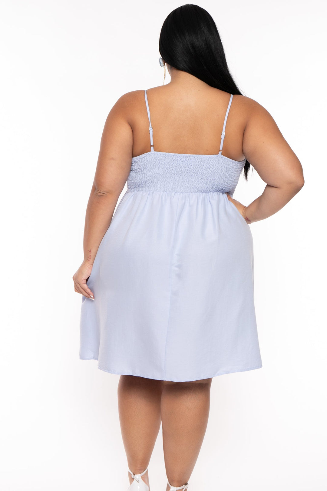 FIRST LOVE Dresses Plus Size Sally  Bow Mini  Dress  - Blue