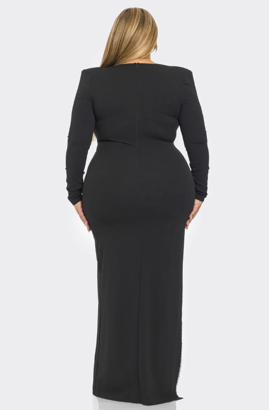 Banjul Dresses Plus Size Sasha 2 pcs Bodysuit and Dress Set- Black