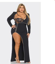 Banjul Dresses Plus Size Sasha 2 pcs Bodysuit and Dress Set- Black