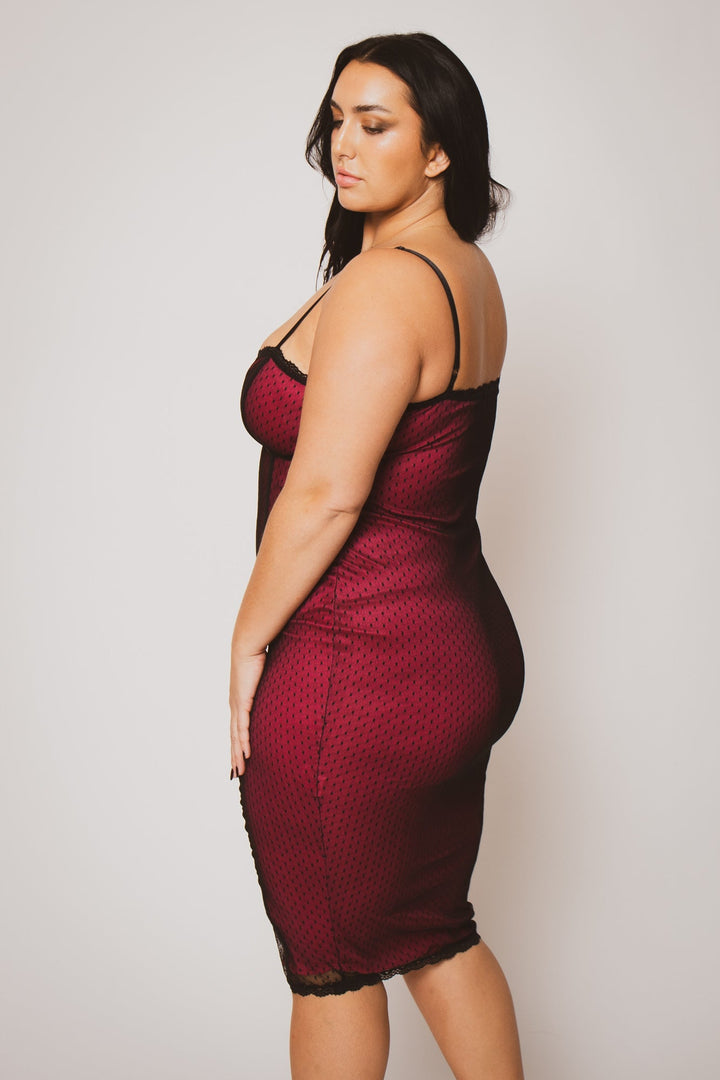 Curvy Sense Dresses Plus Size Scarlett Mesh Midi Dress - Fuchsia