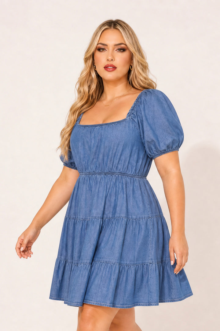 Talent Dresses Plus Size Selene Tiered Dress- Blue