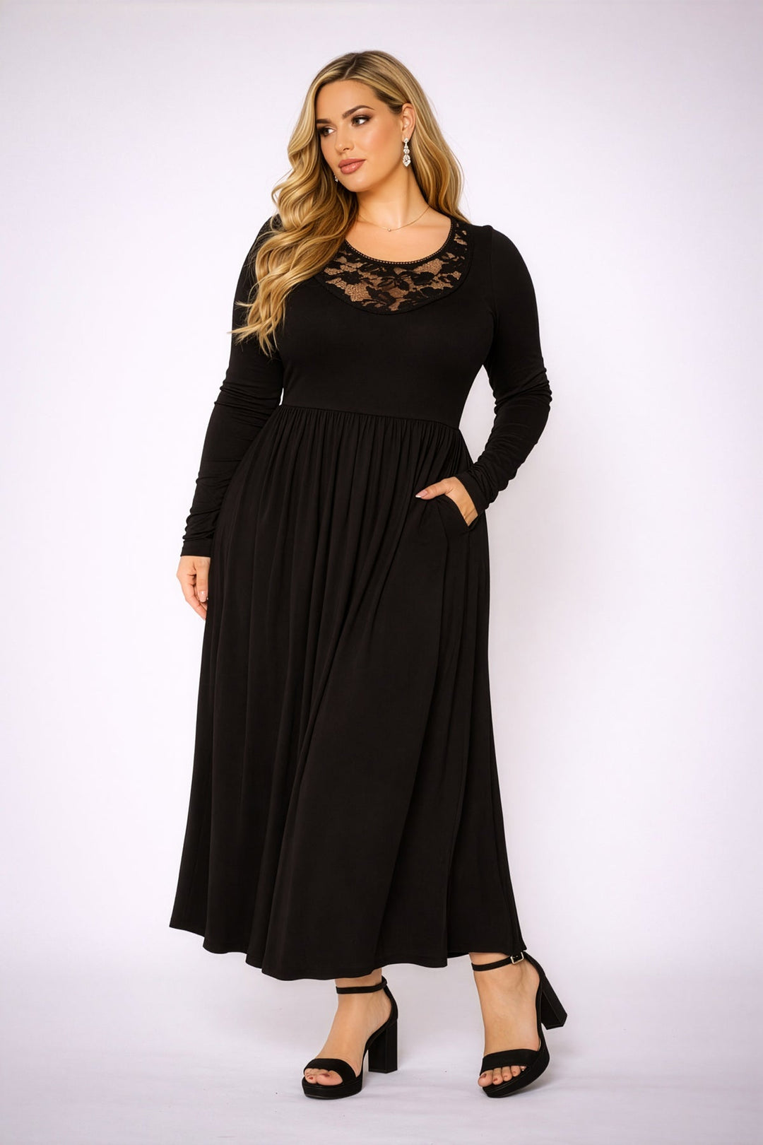 Curvy Sense Inc. Dresses Plus Size Serena Charm Dress - Black