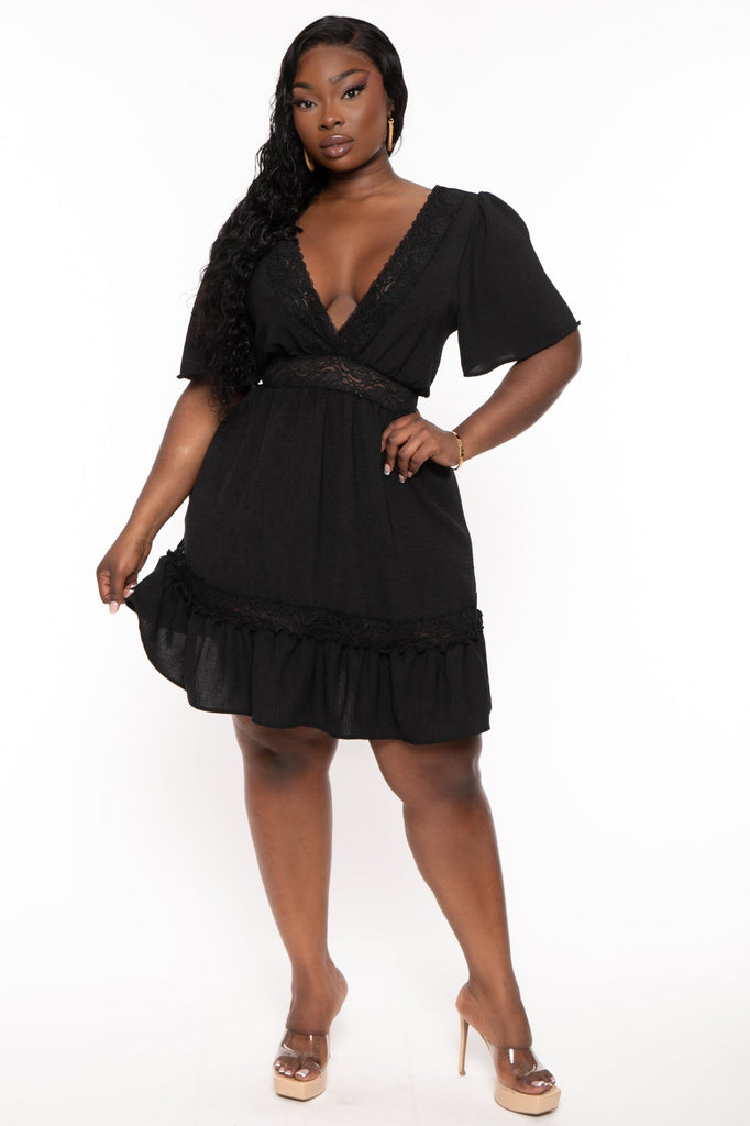 Plus Size Jenni Eyelet Flare Dress - Black – Curvy Sense