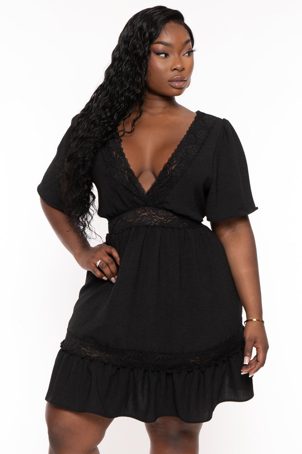 Curvy Sense Dresses 1X / Black Plus Size Seri Woven Flare  Dress  - Black