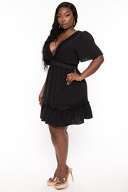 Curvy Sense Dresses Plus Size Seri Woven Flare  Dress  - Black