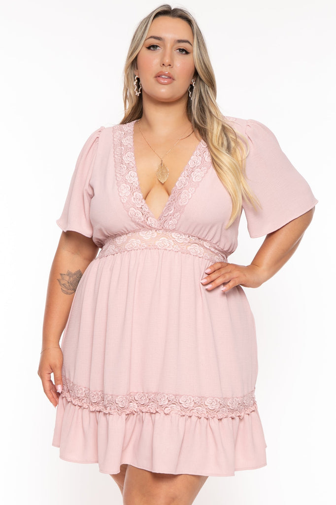 Plus Size Seri Woven Flare Dress - Mauve