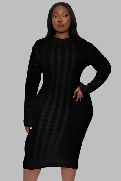 China Dresses Plus Size Shaylyn  Sweater   Dress - Black