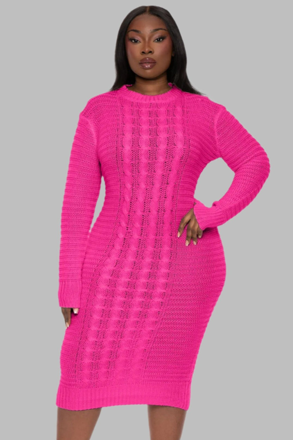 China Dresses Plus Size Shaylyn  Sweater   Dress - Fuschia