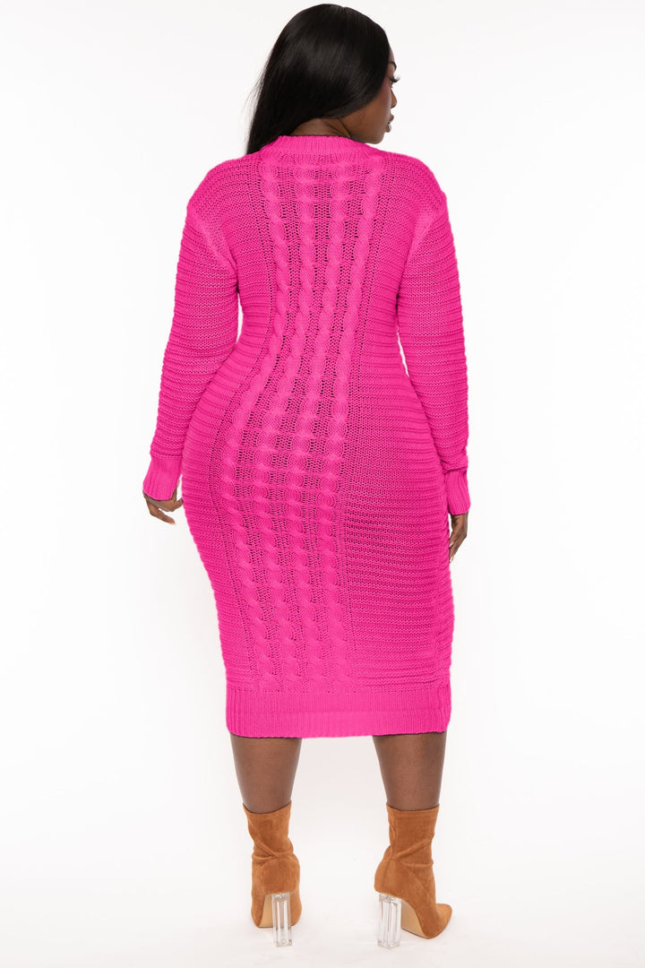 China Dresses Plus Size Shaylyn  Sweater   Dress - Fuschia