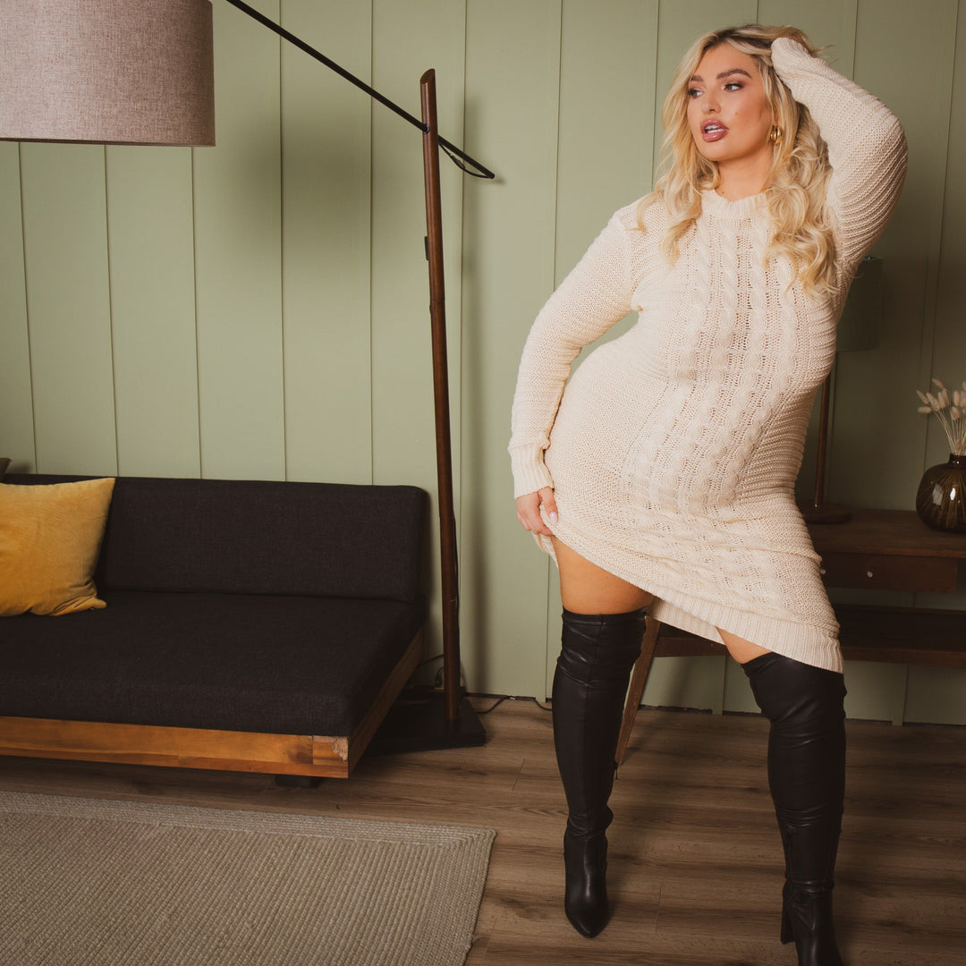 China Dresses Plus Size Shaylyn  Sweater   Dress - Ivory