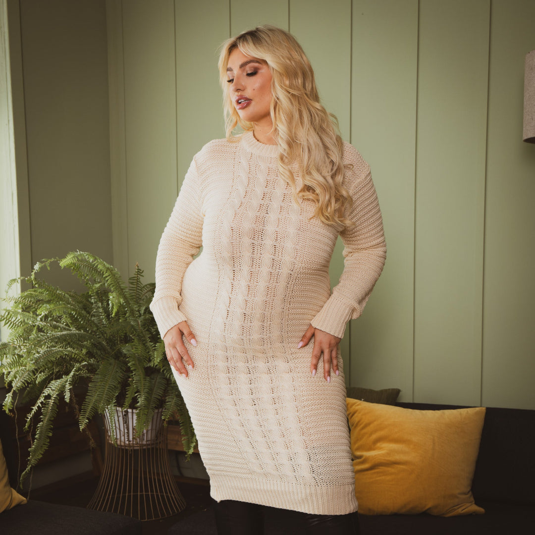 China Dresses Plus Size Shaylyn  Sweater   Dress - Ivory