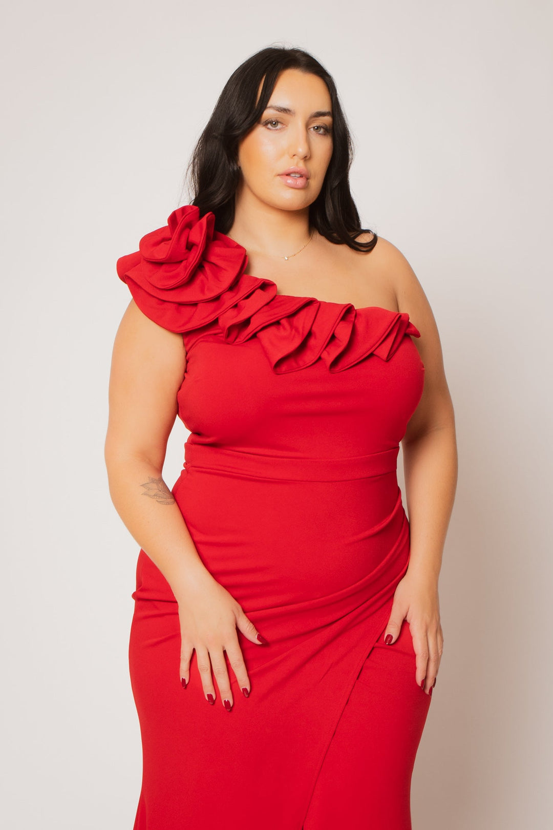 SYMPHONY Dresses Plus Size Siren Petal Draped - Red