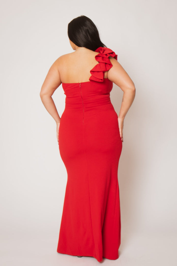SYMPHONY Dresses Plus Size Siren Petal Draped - Red