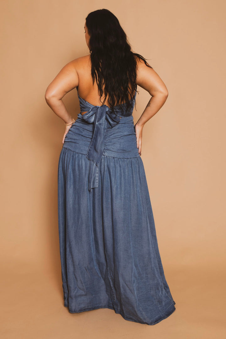 The Sang Company Dresses Plus Size  Siren Slit Maxi Dress - Blue