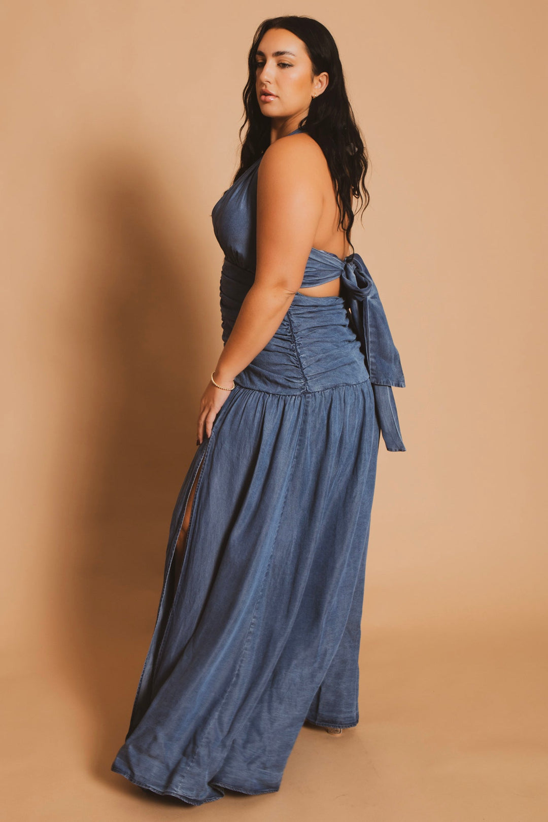 The Sang Company Dresses Plus Size  Siren Slit Maxi Dress - Blue