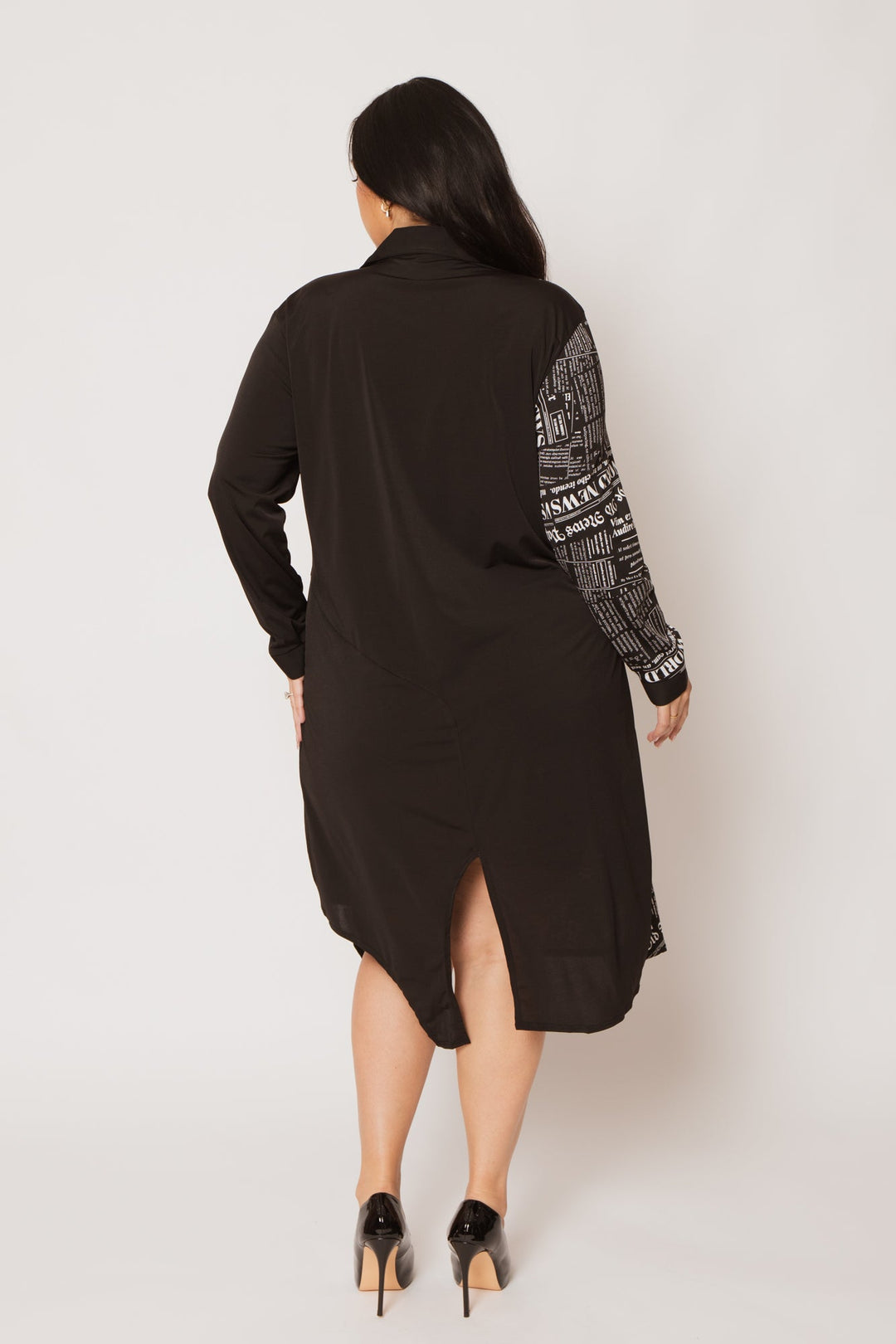 H & H FASHION Dresses Plus Size Sloane City Print Dress- Black/White