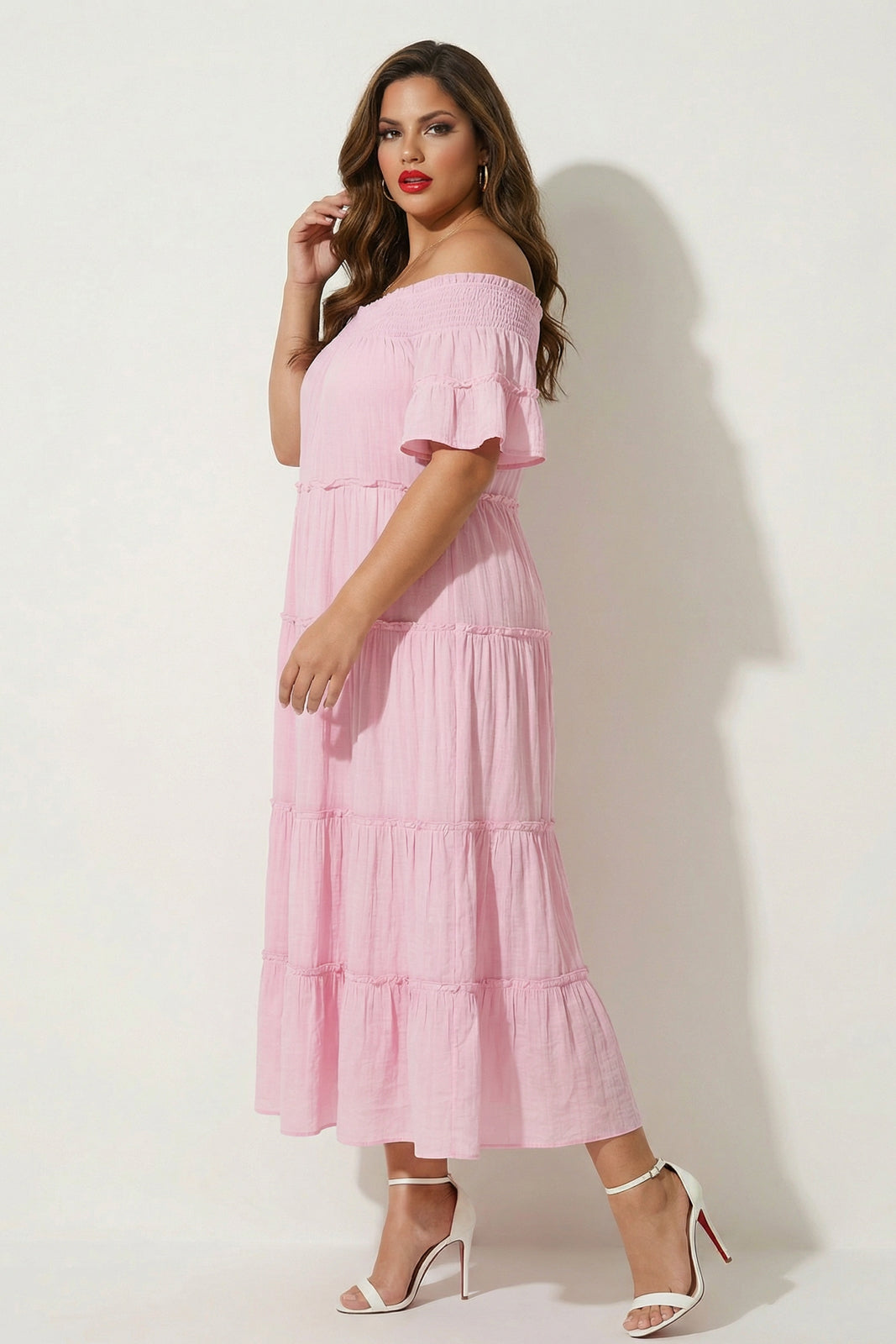 Plus Size Harley Smocked Midi Dress - Pink – Curvy Sense