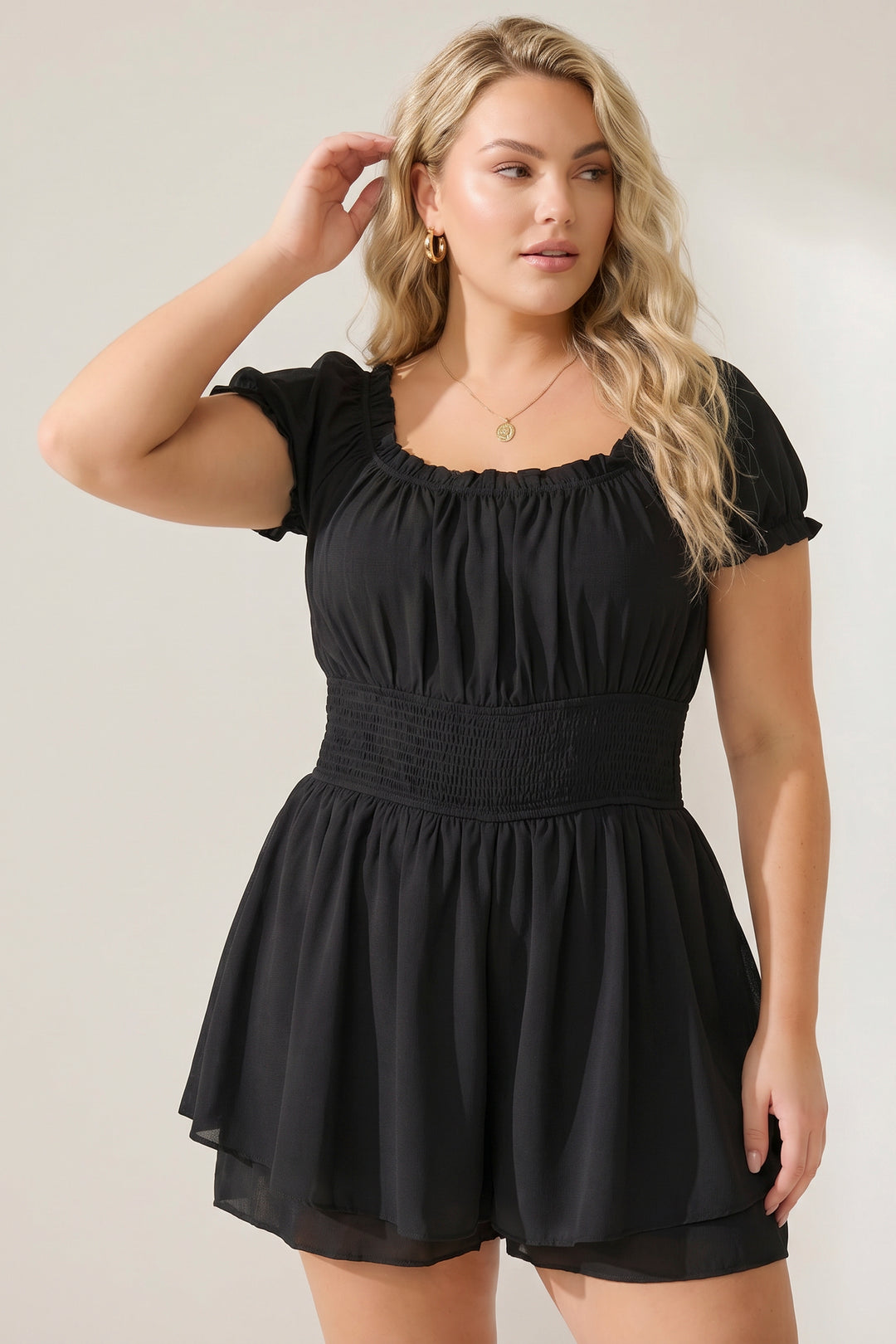 Talent Dresses Plus Size Soft Whisper Romper - Black