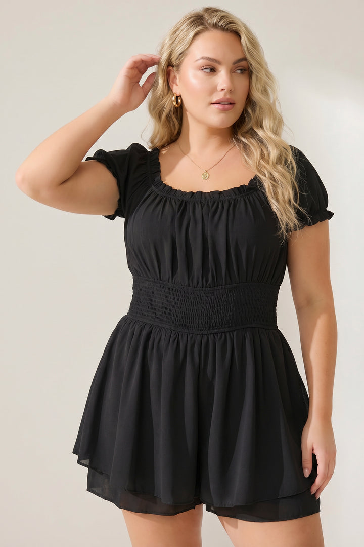 Talent Dresses Plus Size Soft Whisper Romper - Black