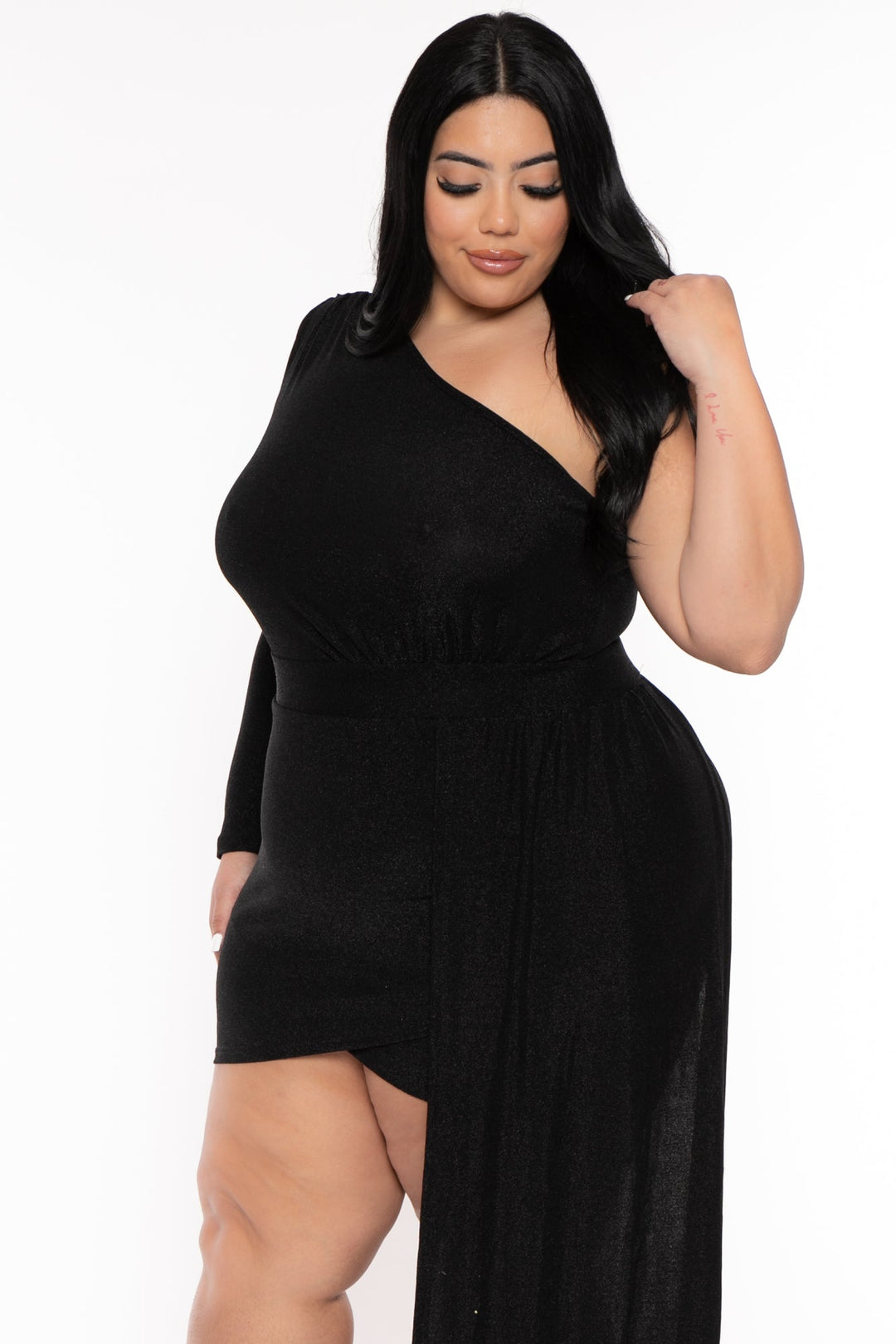 Plus Size Sorel Glitter Bodycon Dress- Black – Curvy Sense