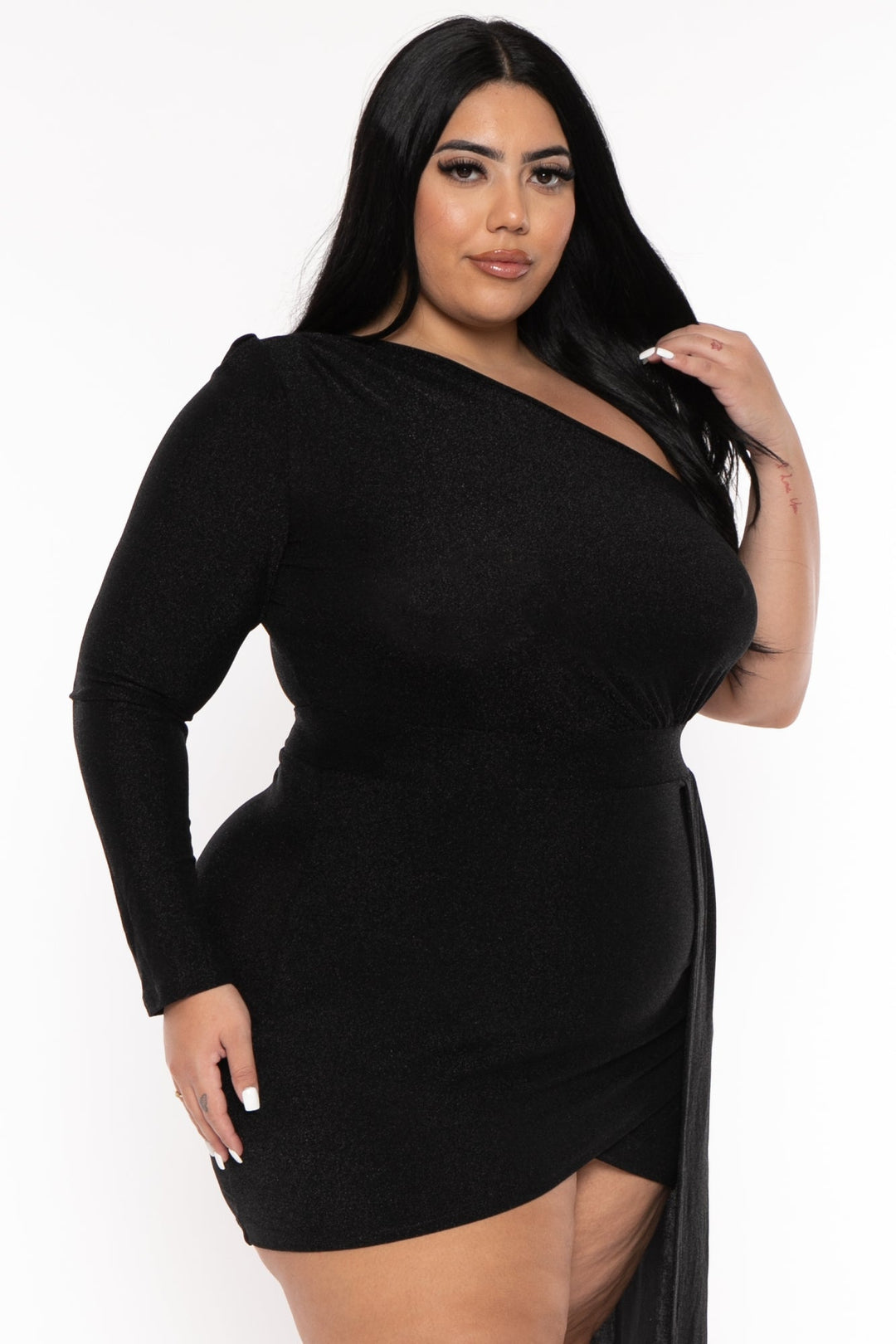 Plus Size Sorel Glitter Bodycon Dress- Black