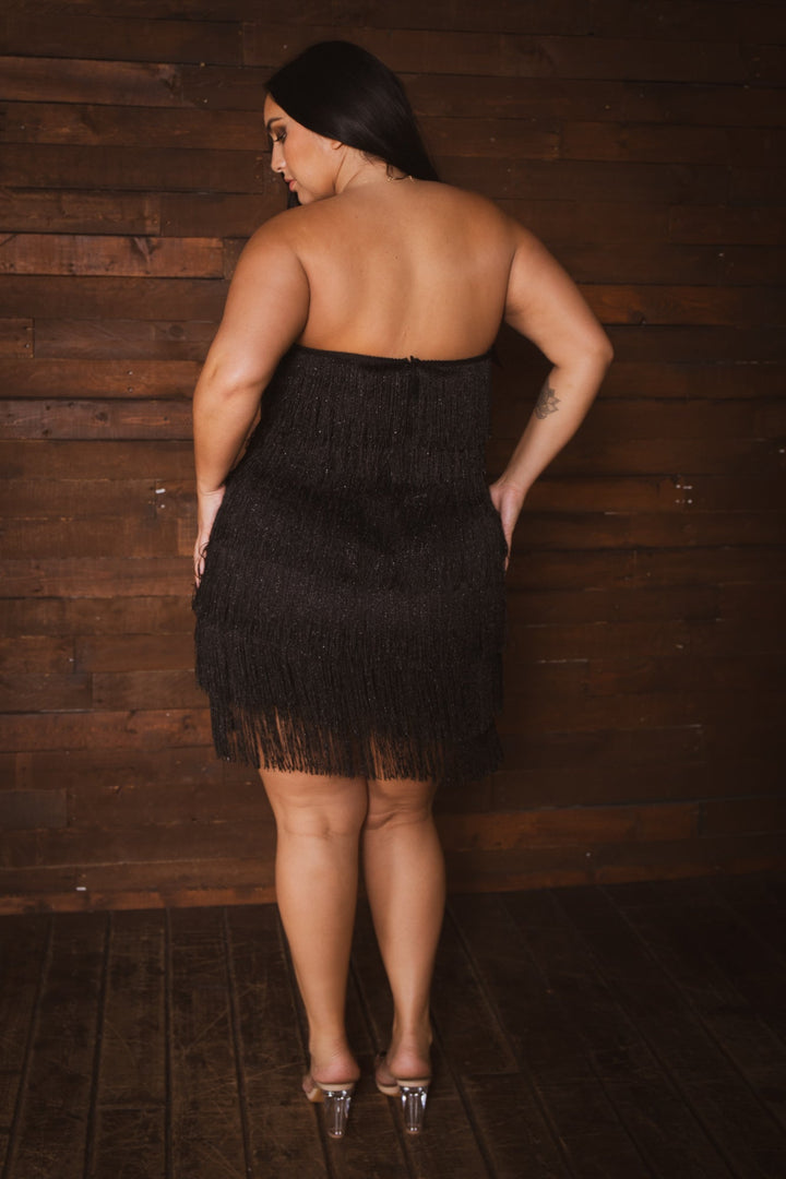 SYMPHONY Dresses Plus Size Sparkle Fringe Dress - Black
