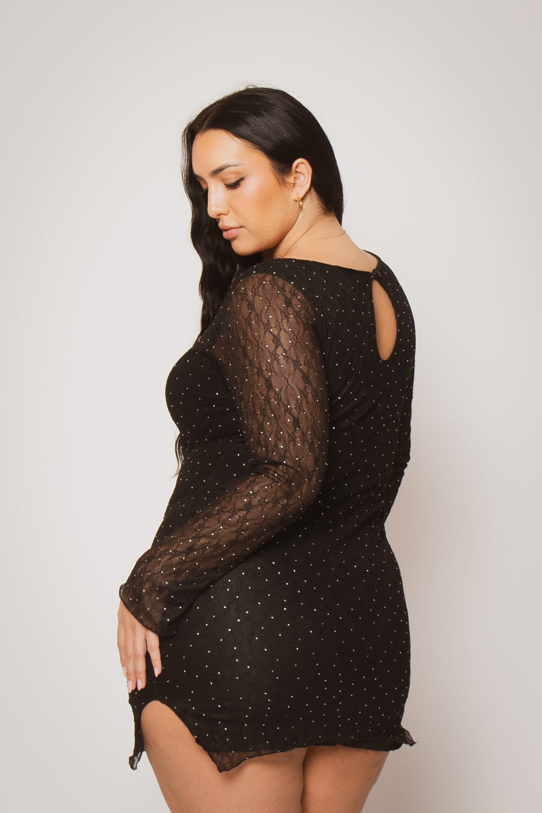Blue Leopard Dresses Plus Size Starlace Mini Dress - Black