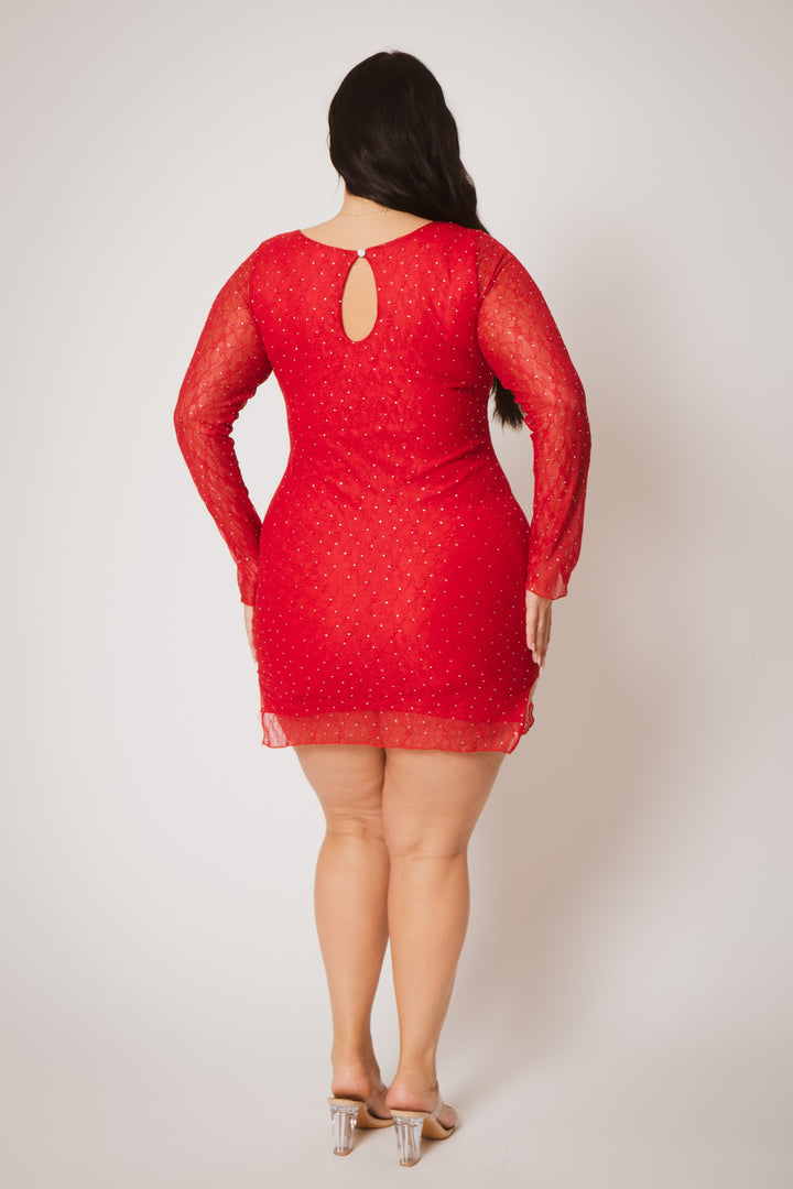Blue Leopard Dresses Plus Size Starlace Mini Dress - Red