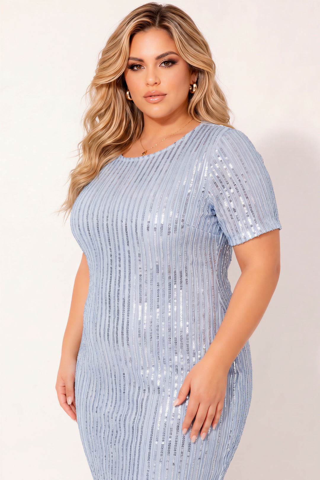 Women's Plus Size Starlight Sequin Dress - Blue