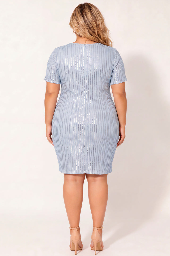 Curvy Sense Inc. Dresses Plus Size Starlight Sequin Dress - Blue