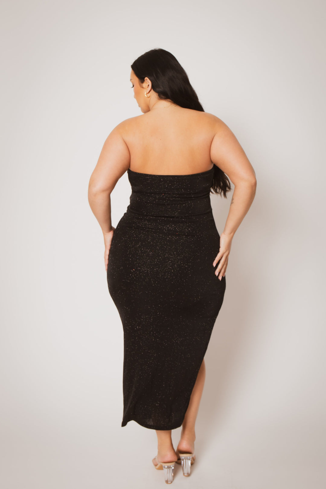 Blue Leopard Dresses Plus Size Starlight Strapless  Dress - Black
