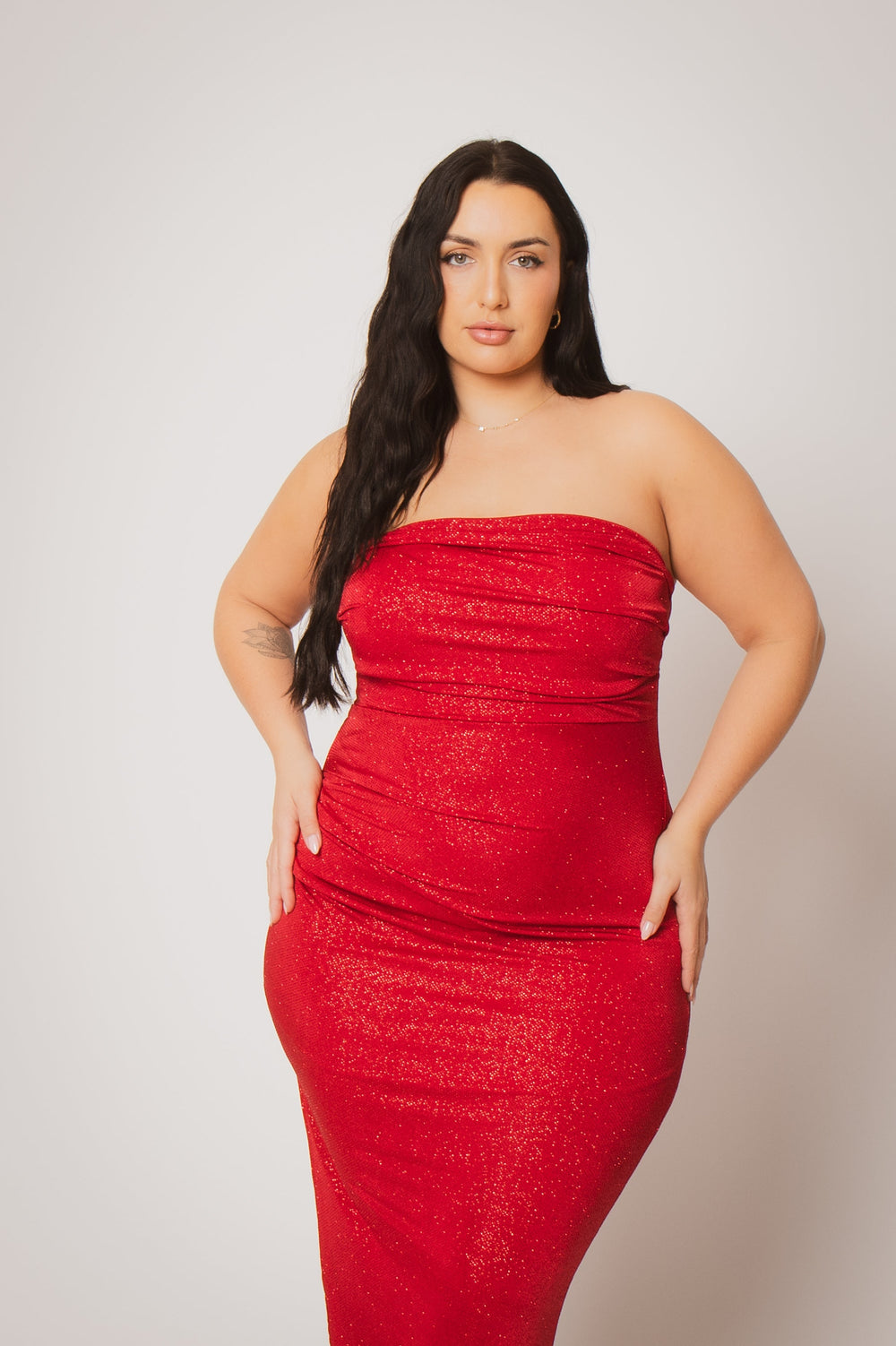 Blue Leopard Dresses Plus Size Starlight Strapless  Dress - Red