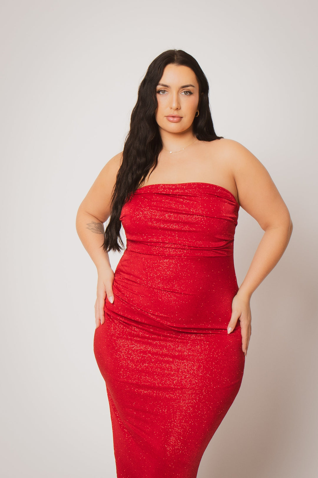 Blue Leopard Dresses Plus Size Starlight Strapless  Dress - Red