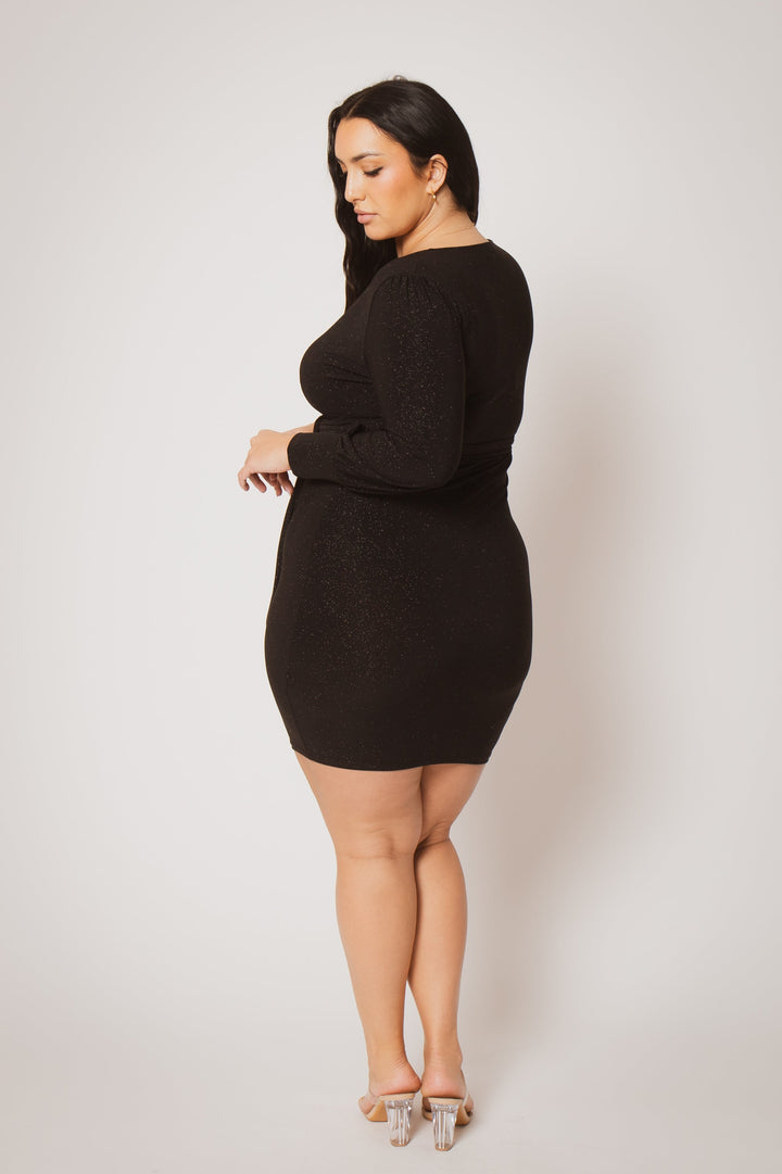 Blue Leopard Dresses Plus Size Starlit Cinch Dress - Black