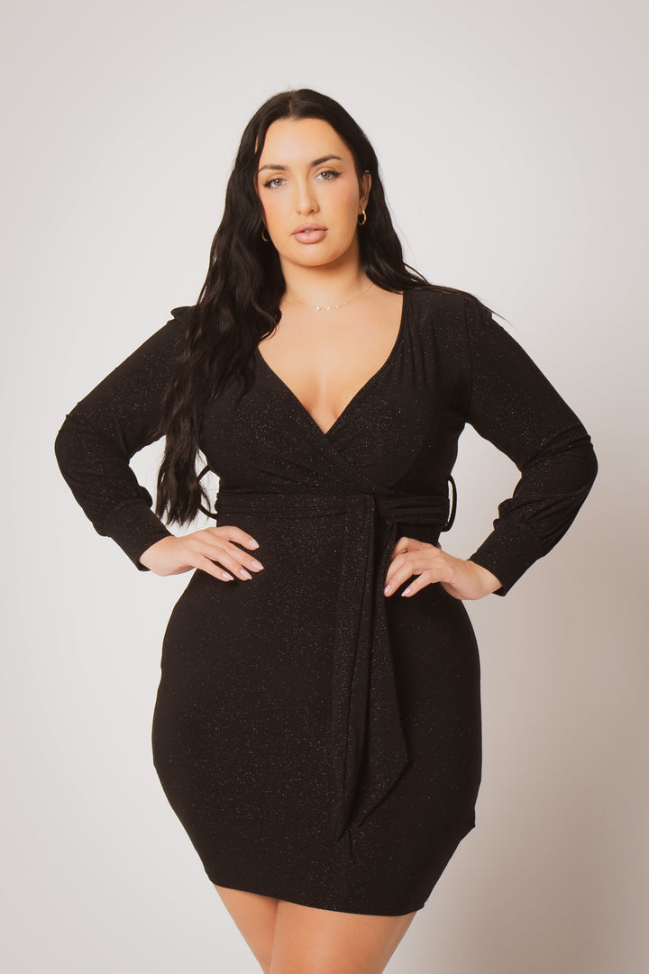 Blue Leopard Dresses Plus Size Starlit Cinch Dress - Black