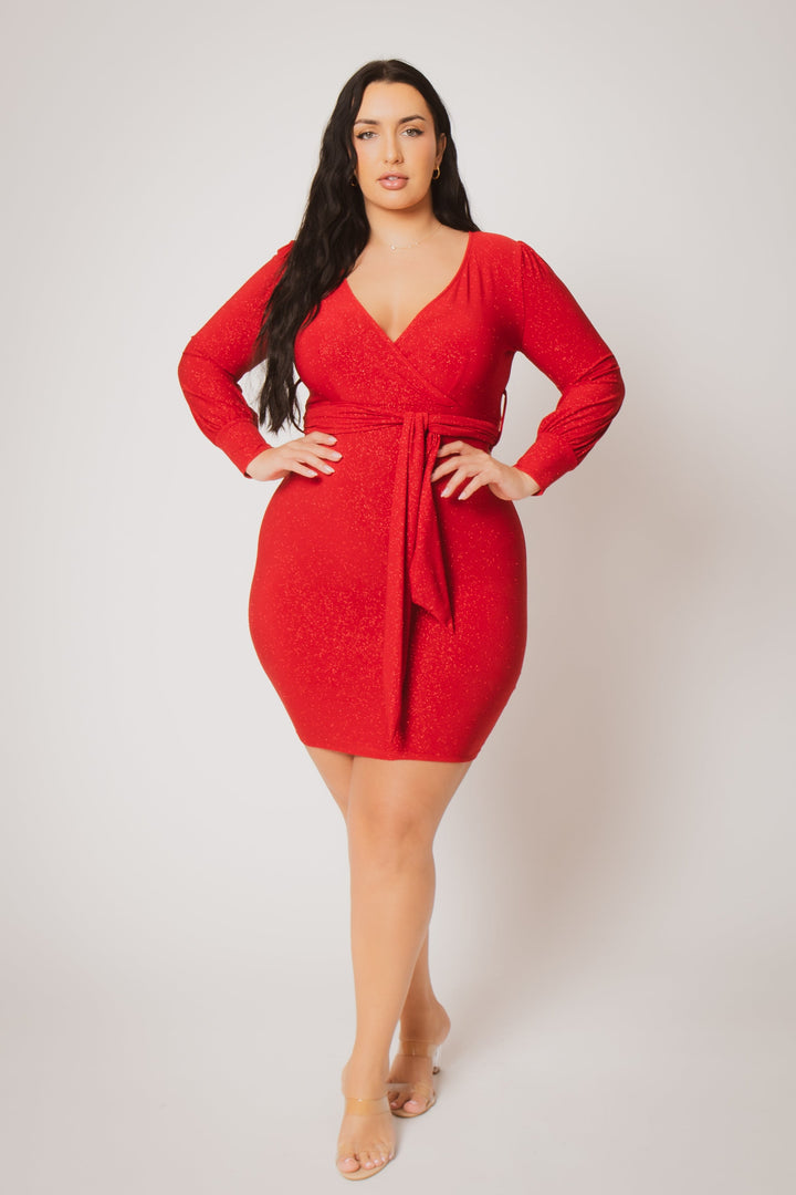 Blue Leopard Dresses Plus Size Starlit Cinch Dress - Red